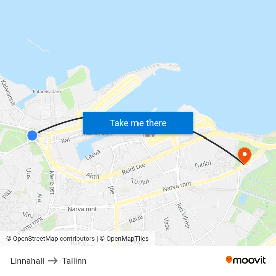 Linnahall to Tallinn map