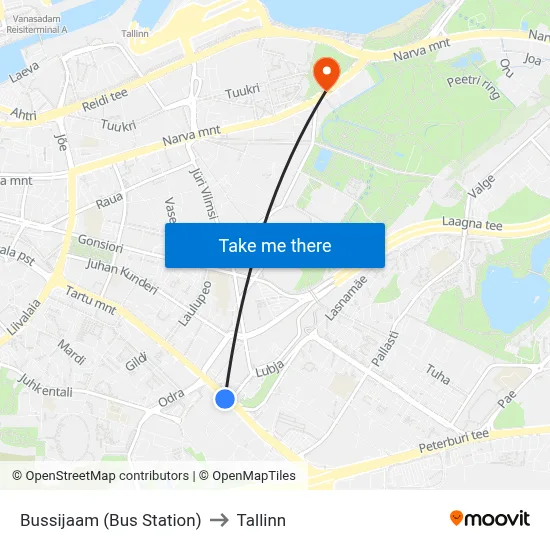 Bussijaam (Bus Station) to Tallinn map