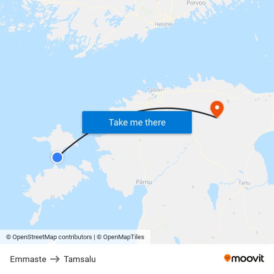 Emmaste to Tamsalu map