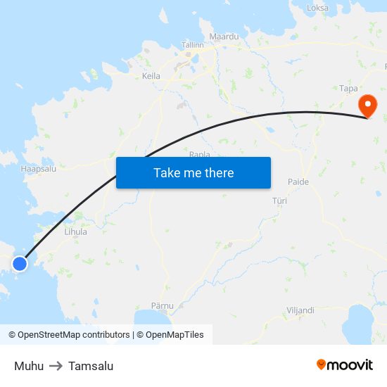 Muhu to Tamsalu map