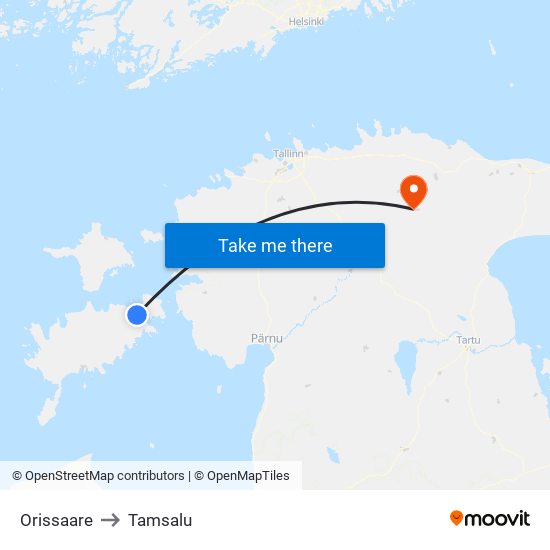 Orissaare to Tamsalu map