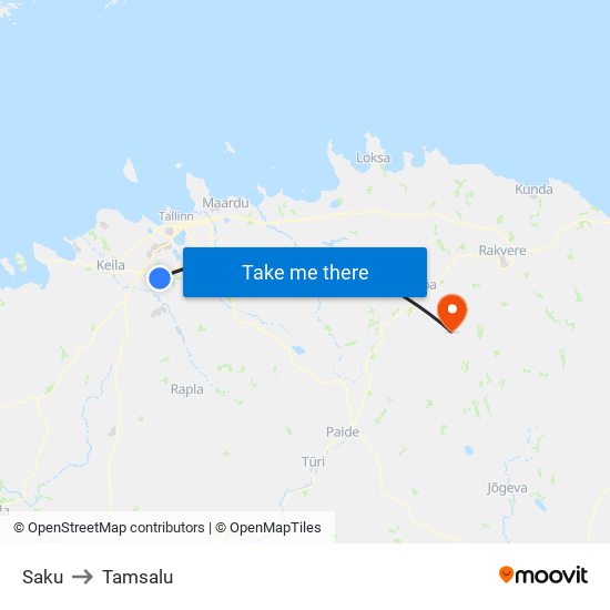 Saku to Tamsalu map