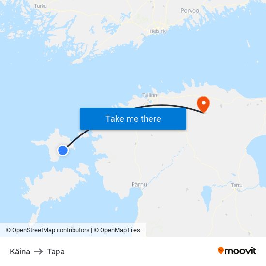 Käina to Tapa map