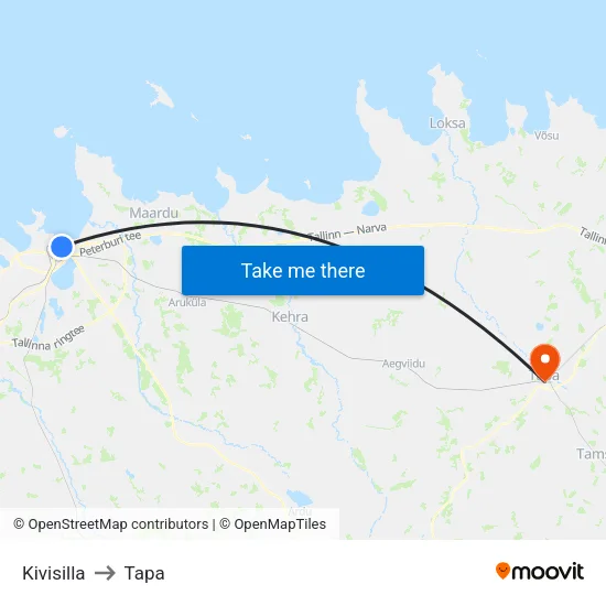Kivisilla to Tapa map