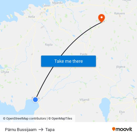 Pärnu Bussijaam to Tapa map