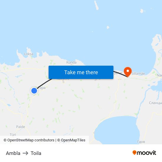 Ambla to Toila map