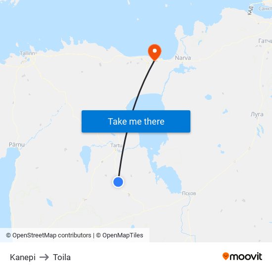 Kanepi to Toila map