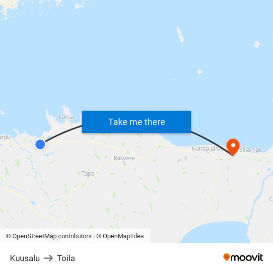 Kuusalu to Toila map