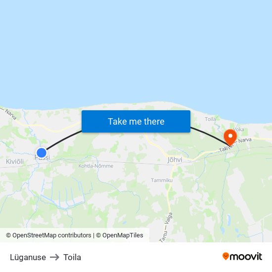Lüganuse to Toila map