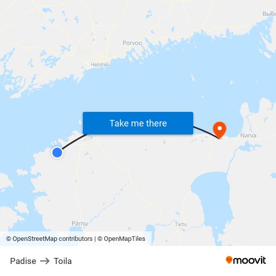 Padise to Toila map