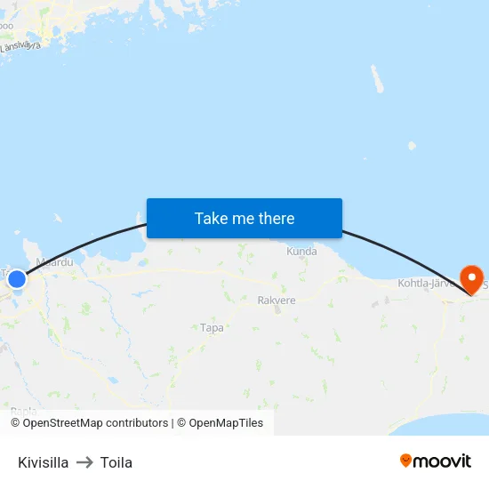 Kivisilla to Toila map