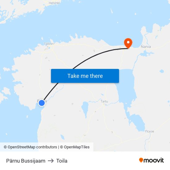 Pärnu Bussijaam to Toila map