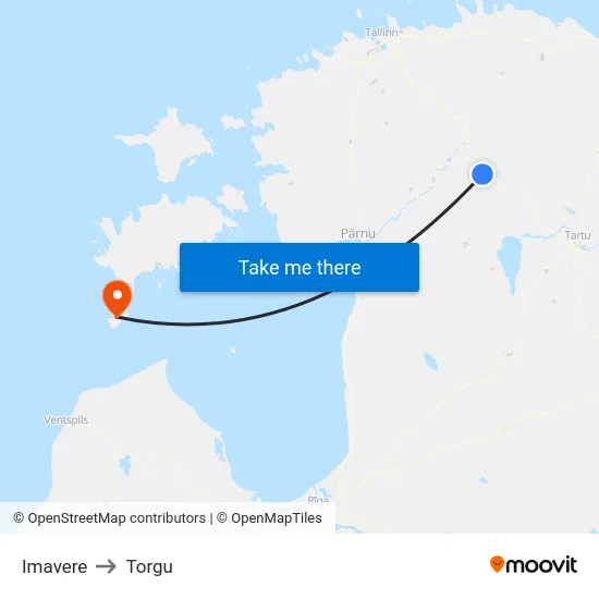 Imavere to Torgu map