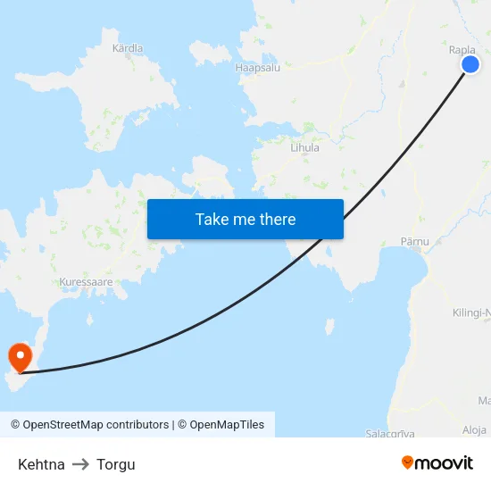 Kehtna to Torgu map
