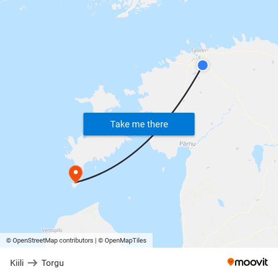 Kiili to Torgu map