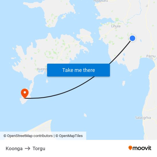 Koonga to Torgu map