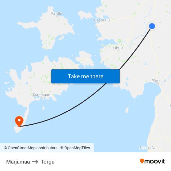 Märjamaa to Torgu map