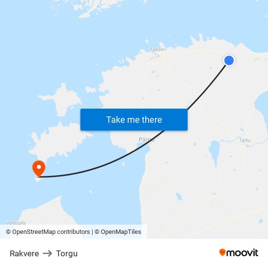 Rakvere to Torgu map