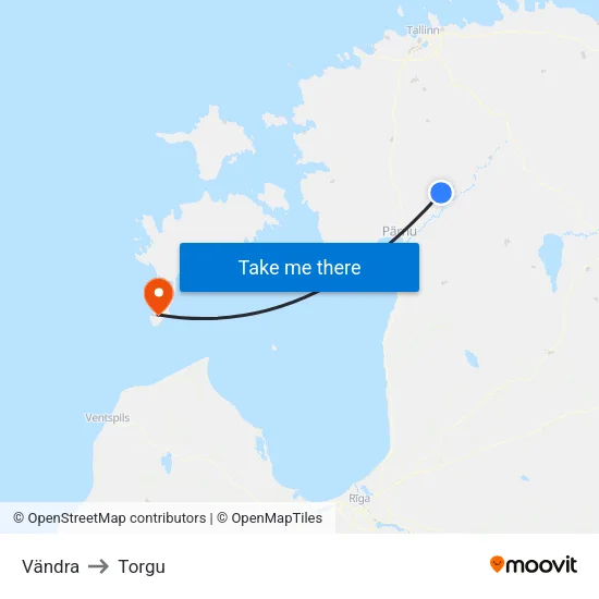 Vändra to Torgu map