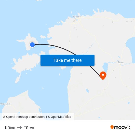 Käina to Tõrva map