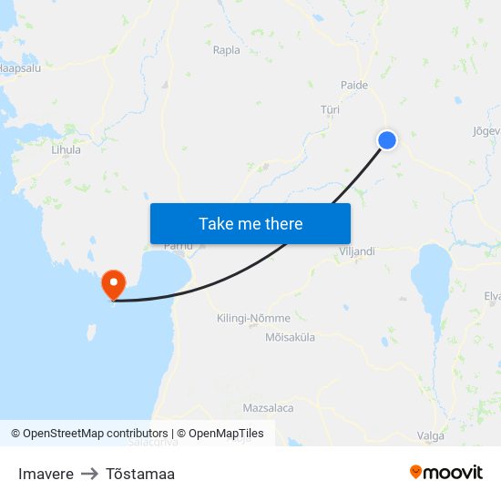 Imavere to Tõstamaa map