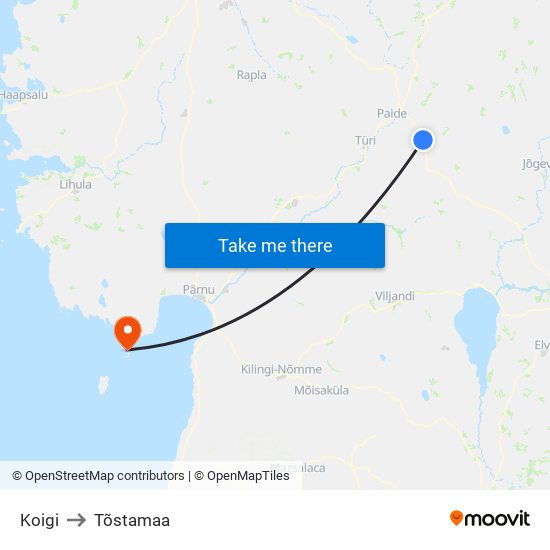 Koigi to Tõstamaa map