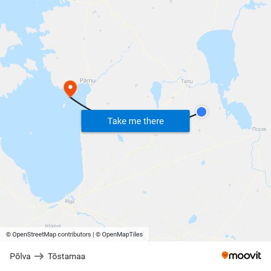 Põlva to Tõstamaa map