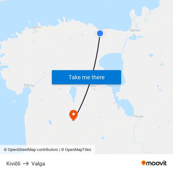 Kiviõli to Valga map