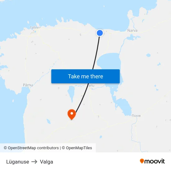 Lüganuse to Valga map