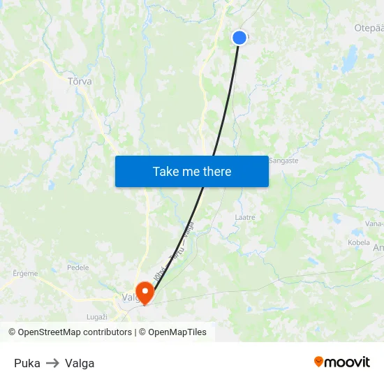 Puka to Valga map