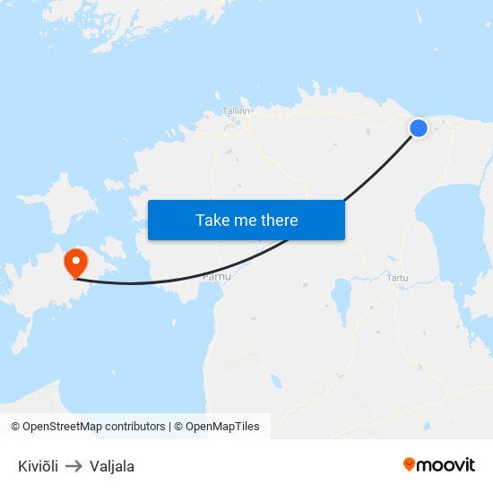 Kiviõli to Valjala map