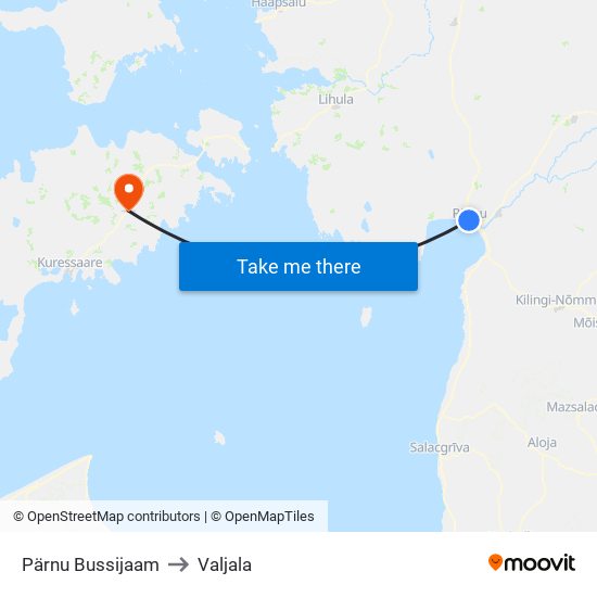 Pärnu Bussijaam to Valjala map