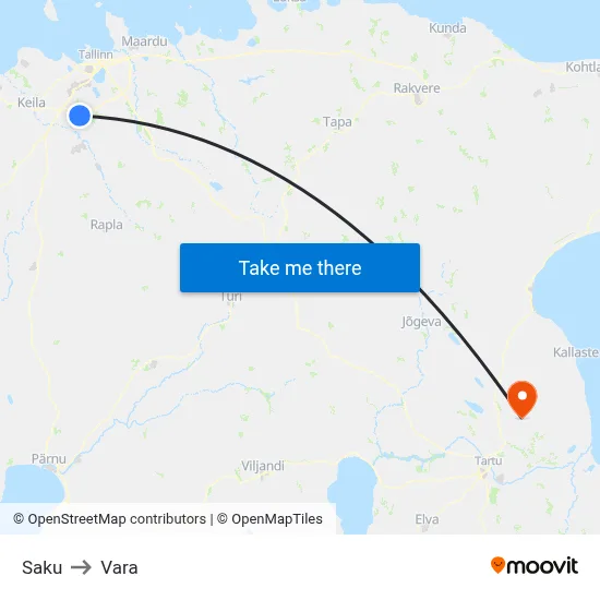 Saku to Vara map
