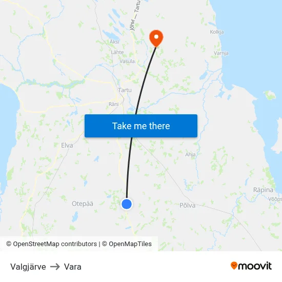 Valgjärve to Vara map