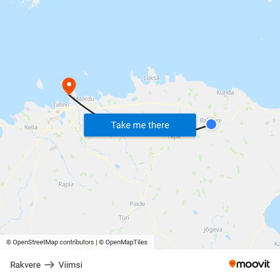 Rakvere to Viimsi map