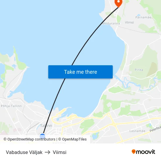 Vabaduse Väljak to Viimsi map