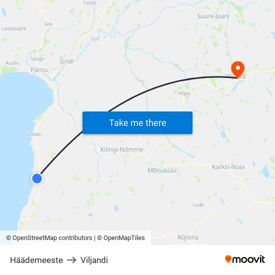 Häädemeeste to Viljandi map