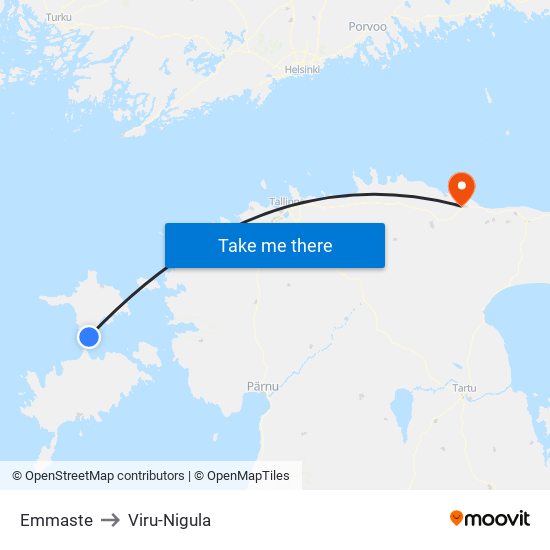 Emmaste to Viru-Nigula map