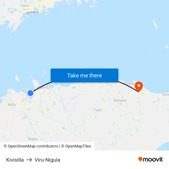 Kivisilla to Viru-Nigula map