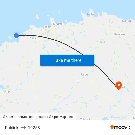 Paldiski to 19258 map