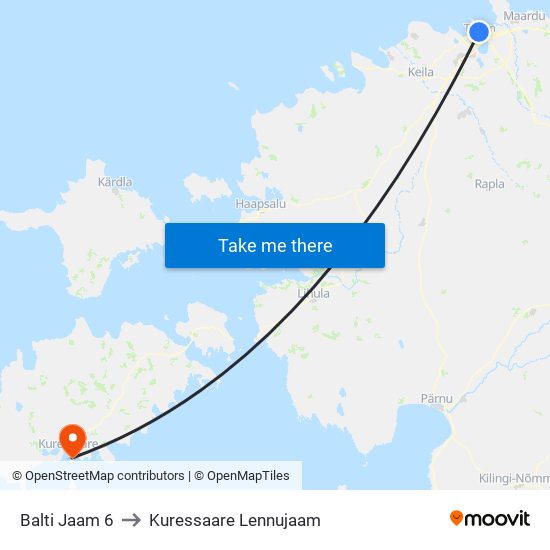 Balti Jaam 6 to Kuressaare Lennujaam map