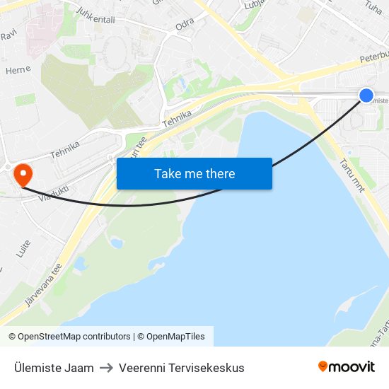 Ülemiste Jaam to Veerenni Tervisekeskus map