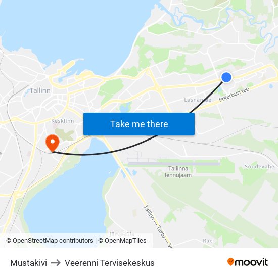 Mustakivi to Veerenni Tervisekeskus map