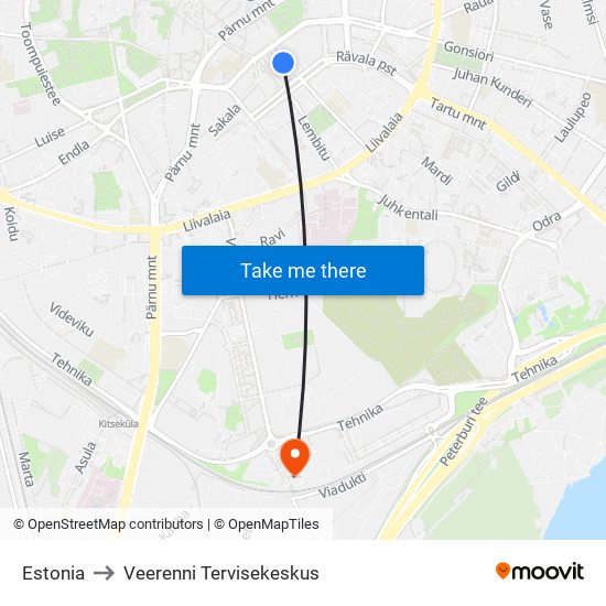Estonia to Veerenni Tervisekeskus map