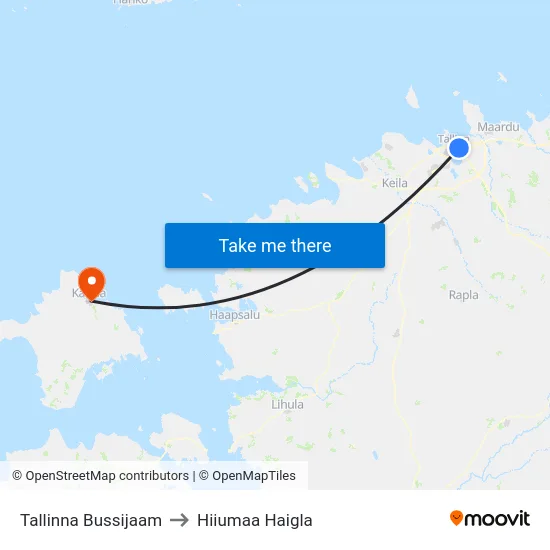 Tallinna Bussijaam to Hiiumaa Haigla map