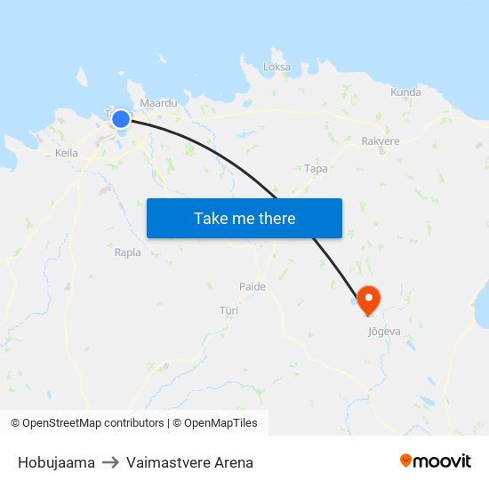 Hobujaama to Vaimastvere Arena map