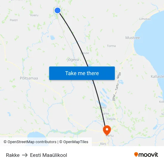 Rakke to Eesti Maaülikool map
