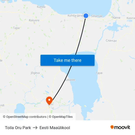 Toila Oru Park to Eesti Maaülikool map