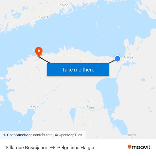 Sillamäe Bussijaam to Pelgulinna Haigla map