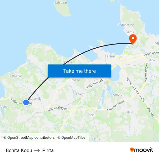 Benita Kodu to Pirita map